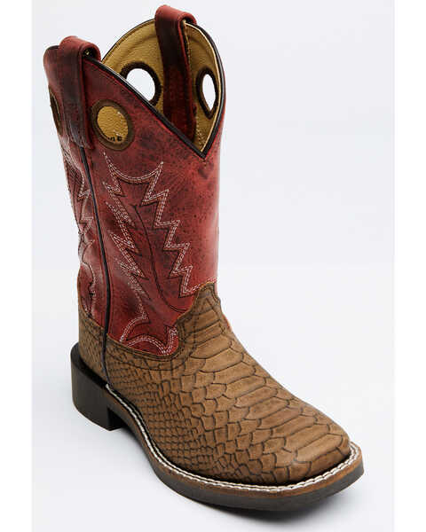 Cody James Boys' Reptile Print Western Boots - Broad Square Toe, Red/brown, hi-res