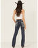 Image #1 - Grace in LA Women's Medium Wash Steerhead Embroidered Bootcut Stretch Denim Jeans, Medium Wash, hi-res