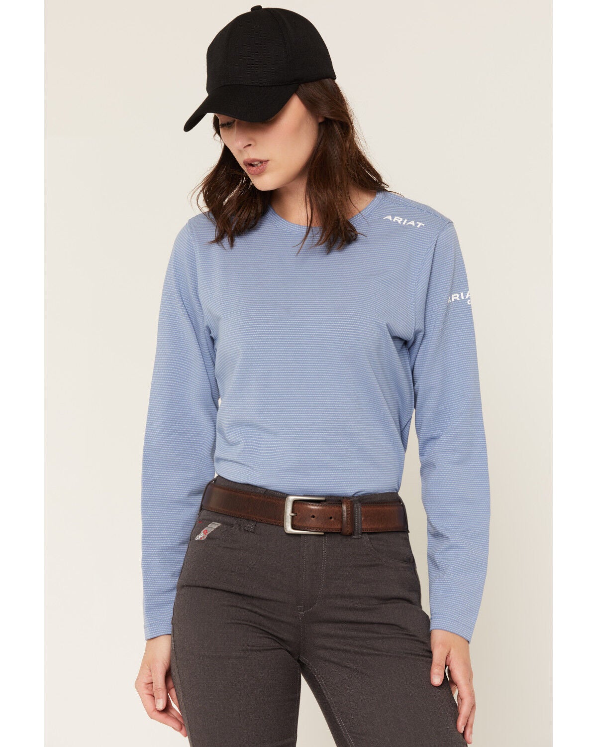 Ariat Women's FR Baselayer Long Sleeve Work Shirt, Medium Blue, hi-res