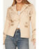 Image #3 - Shyanne Women's Fringe Embellished Leather Blazer Jacket, Taupe, hi-res