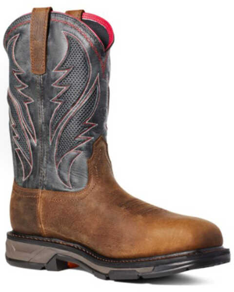 Image #1 - Ariat Men's 11" WorkHog® Waterproof Western Work Boots - Carbon Toe, Brown, hi-res