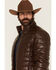 Image #2 - Panhandle Slim Men's Faux Leather Puffer Jacket, Chocolate, hi-res