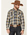 Ariat Men's Moss Alhambra Retro Plaid Print Long Sleeve Snap Western Shirt , Green, hi-res