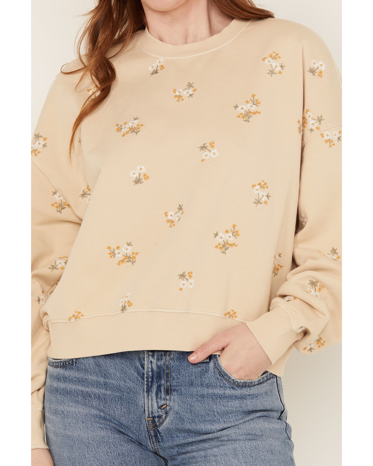 Image #3 - Driftwood Women's Ditsy Flower Embroidered Sweatshirt, Cream, hi-res