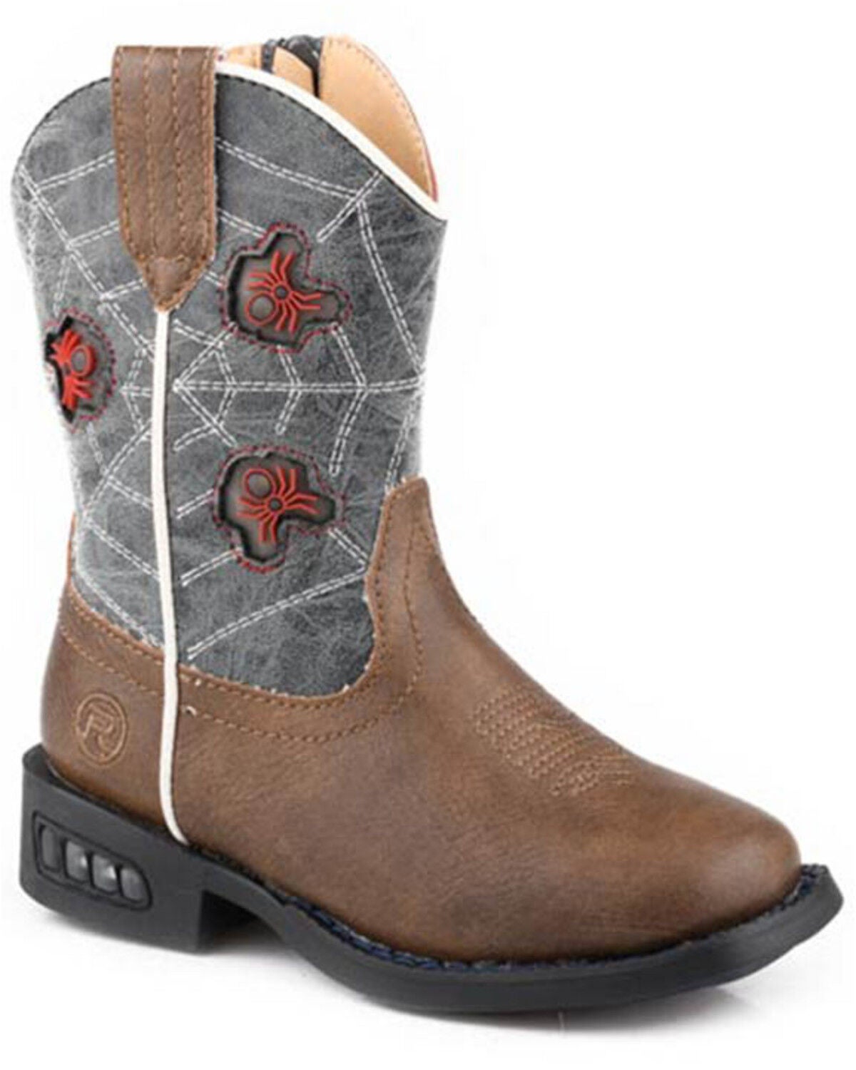 Roper Toddler Boys' Spidie Western Boots - Square Toe, Blue, hi-res