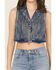 Image #3 - Rock & Roll Denim Women's Denim Fringe Concho Vest, Blue, hi-res