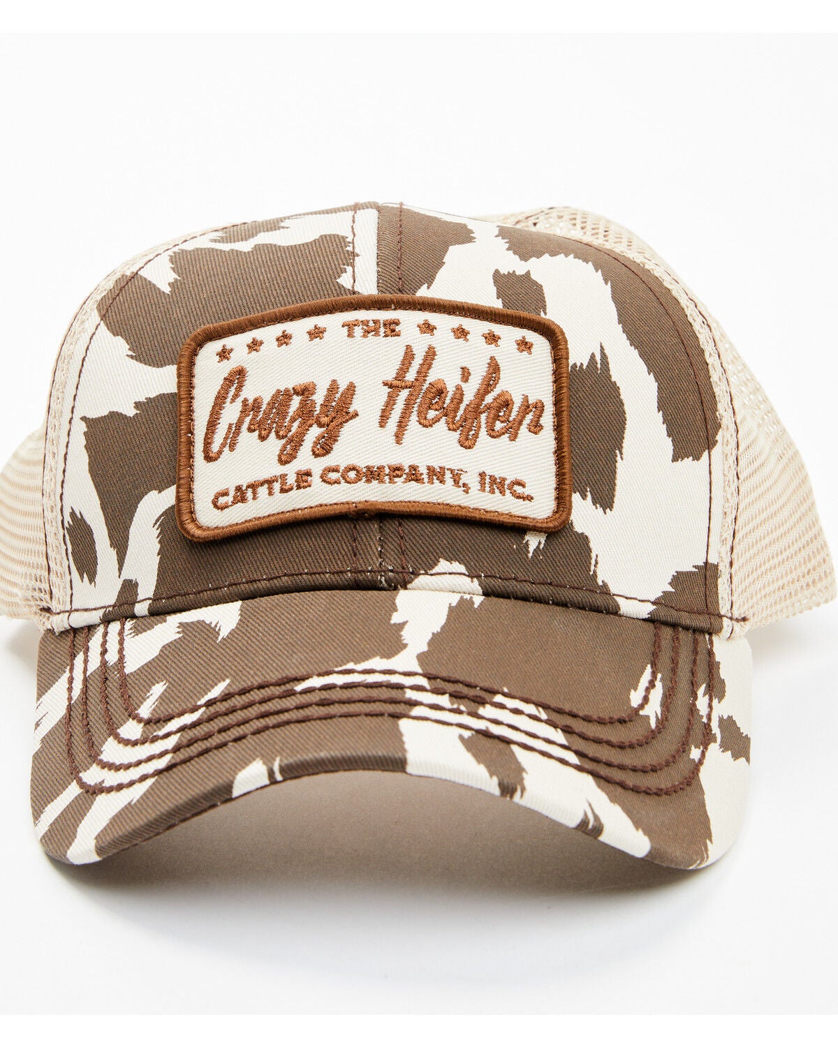 Idyllwind Women's Crazy Heifer Cow Print Baseball Cap, Brown, hi-res