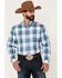 Image #1 - Roper Men's Clear Sky Large Plaid Print Long Sleeve Button Down Western Shirt, , hi-res
