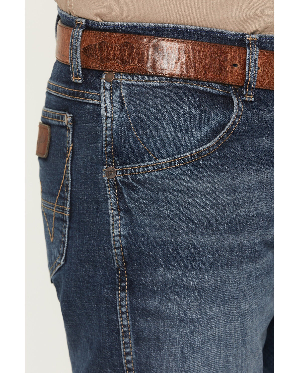 Image #2 - Wrangler Retro Men's 77MWZ Hoffman Dark Wash Slim Bootcut Stretch Denim Jeans, Dark Wash, hi-res