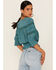Image #4 - Patrons of Peace Women's Woven Lace Smocked Bottom Blouse, Blue, hi-res