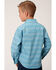 Image #2 - Roper Boys' Southwestern Print Long Sleeve Snap Western Shirt, Turquoise, hi-res