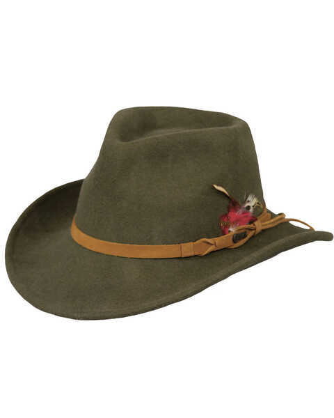 Outback Trading Co. Men's Randwick UPF 50 Sun Protection Crushable Wool Hat, Moss, hi-res