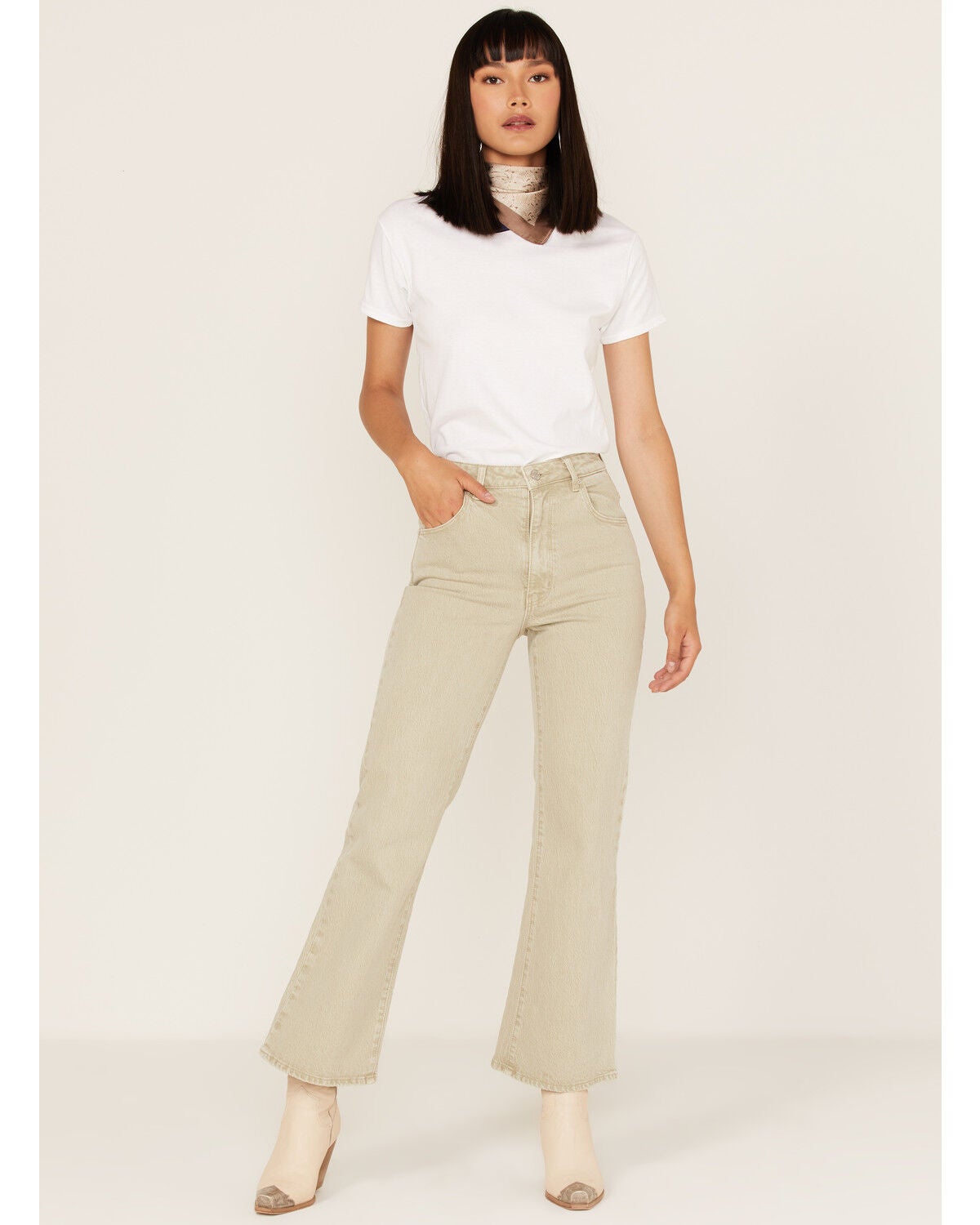 Rolla's Women's High Rise Eastcoast Cropped Flare Jeans, Light Green, hi-res