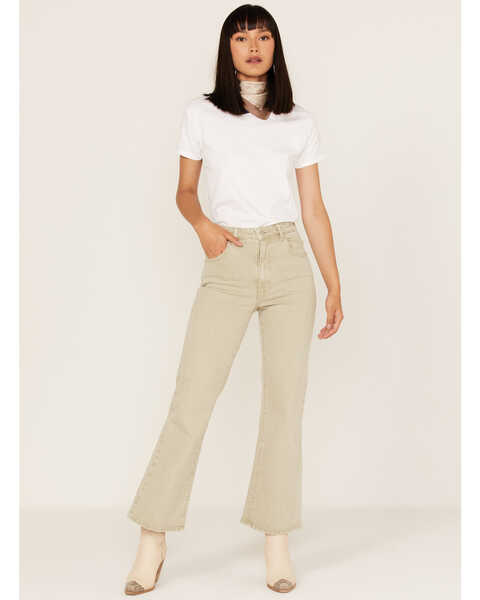 Image #1 - Rolla's Women's High Rise Eastcoast Cropped Flare Jeans, Light Green, hi-res