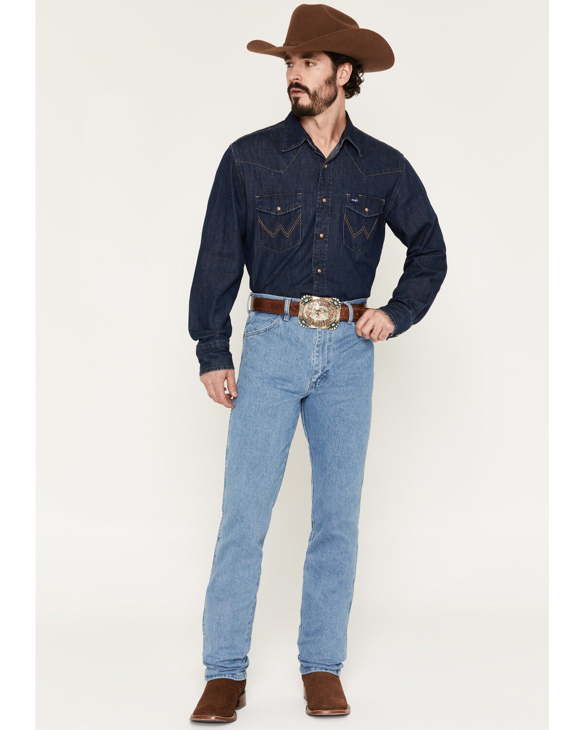 Image #1 - Wrangler Men's 936 Cowboy Cut Slim Fit Prewashed Jeans, Antique Blue, hi-res
