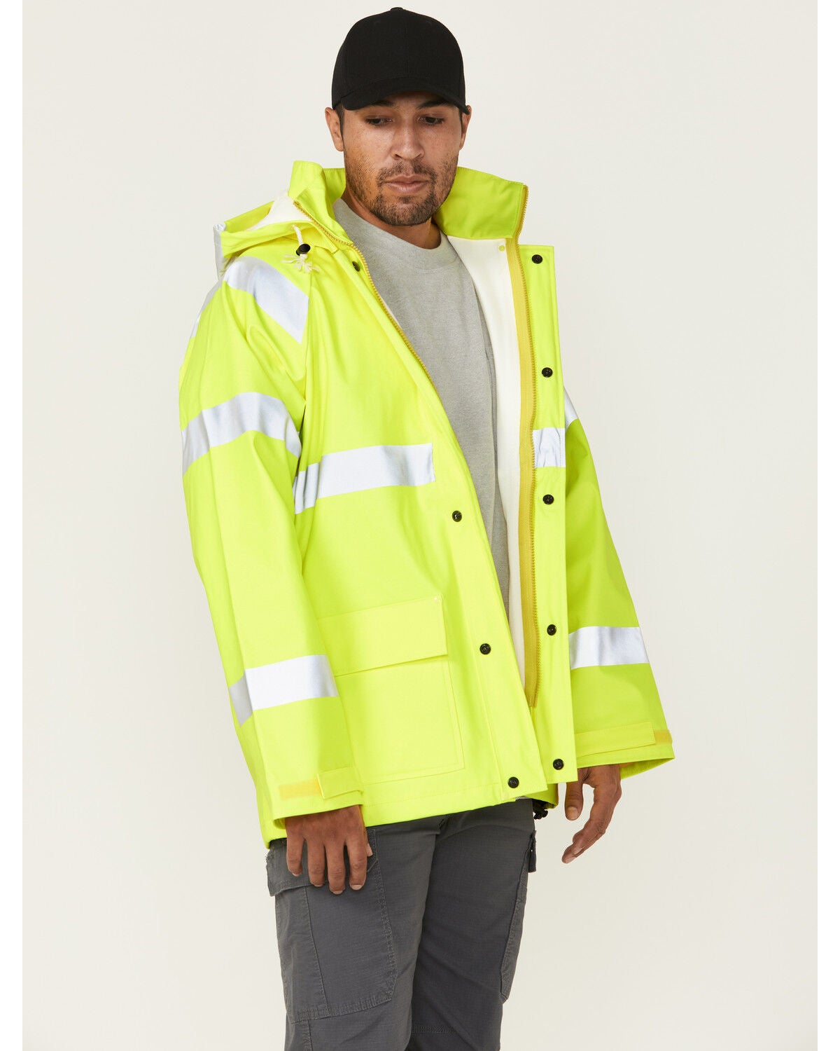 Image #3 - Forge Workwear Men's FR Hi-Vis Rain Work Jacket, Yellow, hi-res