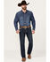 Image #2 - Rock & Roll Denim Men's Revolver Dark Vintage Wash Slim Straight Stretch Denim Jeans, Dark Medium Wash, hi-res