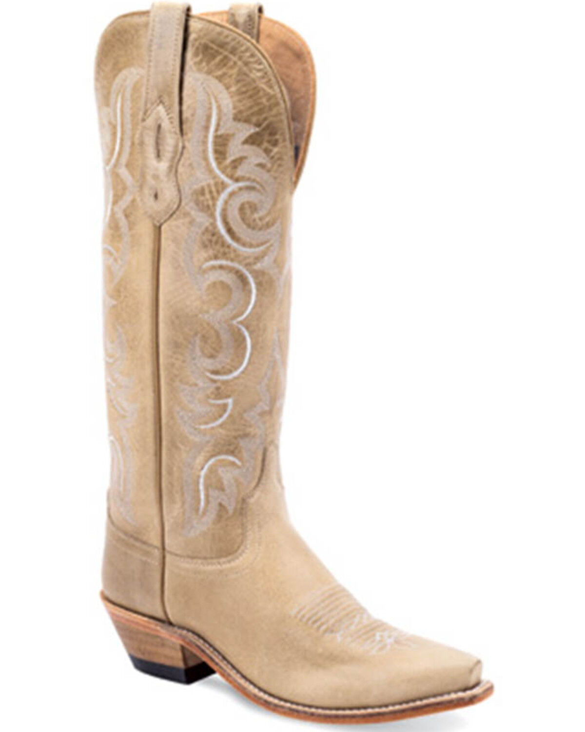 Image #1 - Old West Women's Cactus Tall Western Boots - Snip Toe, Ivory, hi-res