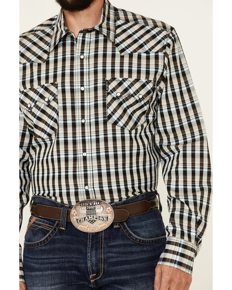 Cinch Men's Modern Fit Multi Small Plaid Long Sleeve Snap Western Shirt , Multi, hi-res