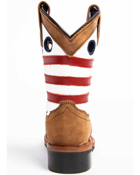 Cody James Boys' USA Flag Western Boots - Broad Square Toe, Brown, hi-res