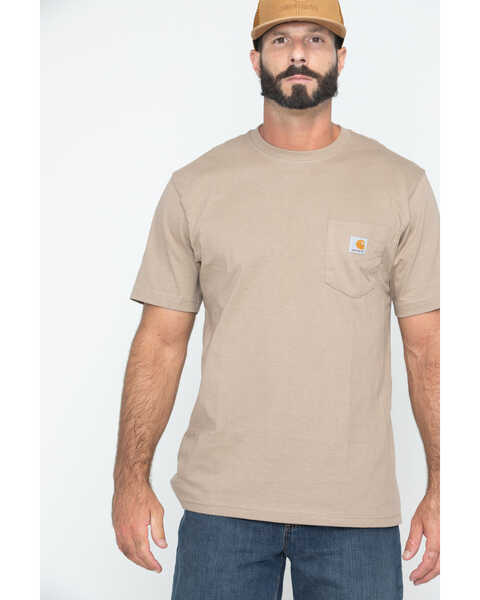 Image #5 - Carhartt Men's Loose Fit Heavyweight Logo Pocket Work T-Shirt, Desert, hi-res