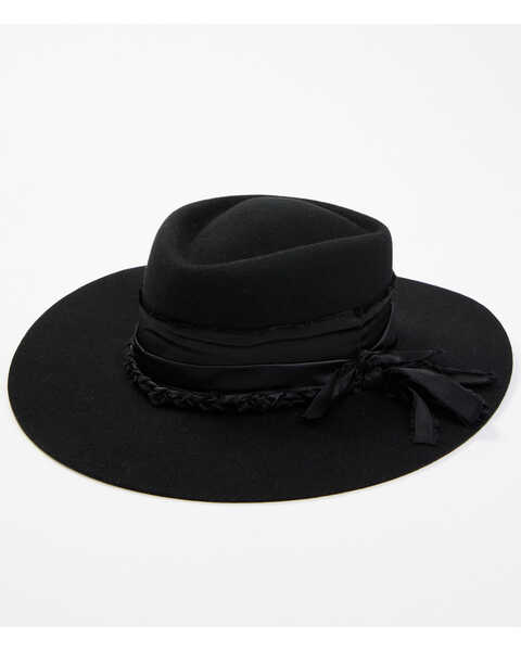 Shyanne Women's Tear Drop Felt Western Fashion Hat, Black, hi-res