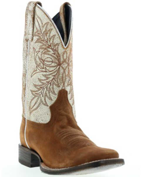 Botas Caborca For Liberty Black Women's Embroidered Leaf Western Boot - Square Toe , Tan, hi-res