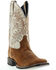 Image #1 - Botas Caborca For Liberty Black Women's Embroidered Leaf Western Boot - Broad Square Toe , Tan, hi-res