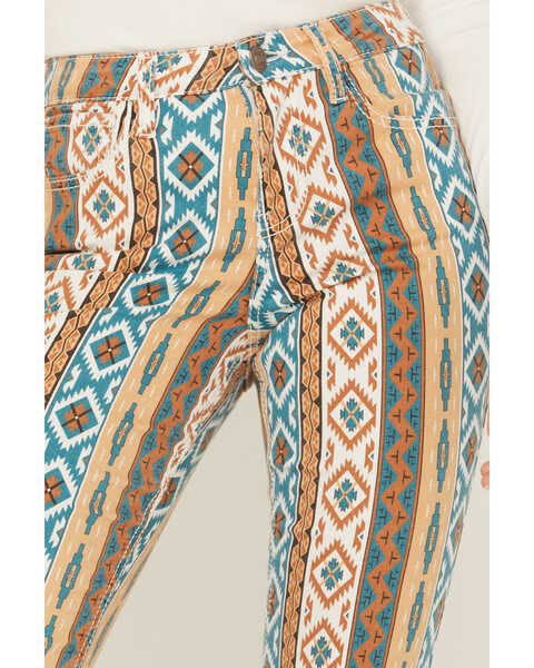 Image #2 - Shyanne Women's Mr. Super Flare Southwestern Flare Jeans , Deep Teal, hi-res