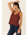 Image #1 - Shyanne Women's Chocolate Knotted Strap Tank Top , , hi-res
