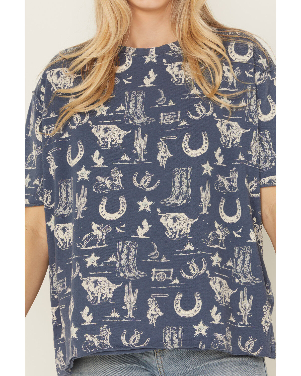 Image #3 - Free People Women's Painted Conversational Tee, Blue, hi-res
