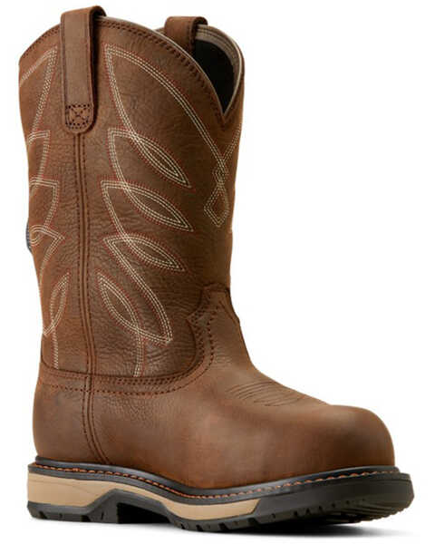 Image #1 - Ariat Women's 10" Riveter Pull-On BOA CSA Waterproof Boots - Composite Toe , Brown, hi-res