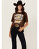 Image #1 - Shyanne Women's Ranchin' Workin' Ridin' Short Sleeve Graphic Tee, Dark Brown, hi-res