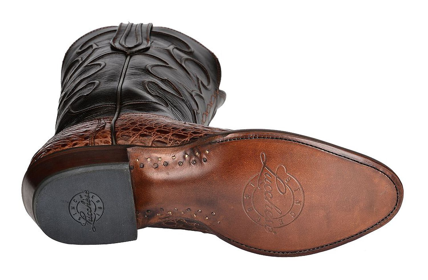 Image #5 - Lucchese Handmade 1883 Caiman Belly Cowboy Boots - Medium Toe, Sienna, hi-res