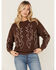 Image #1 - Blue B Women's Boot Stitch Crewneck Sweatshirt, Brown, hi-res