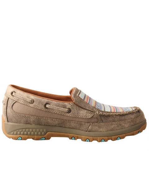 Twisted X Women's CellStretch Boat Shoes - Moc Toe, Tan, hi-res