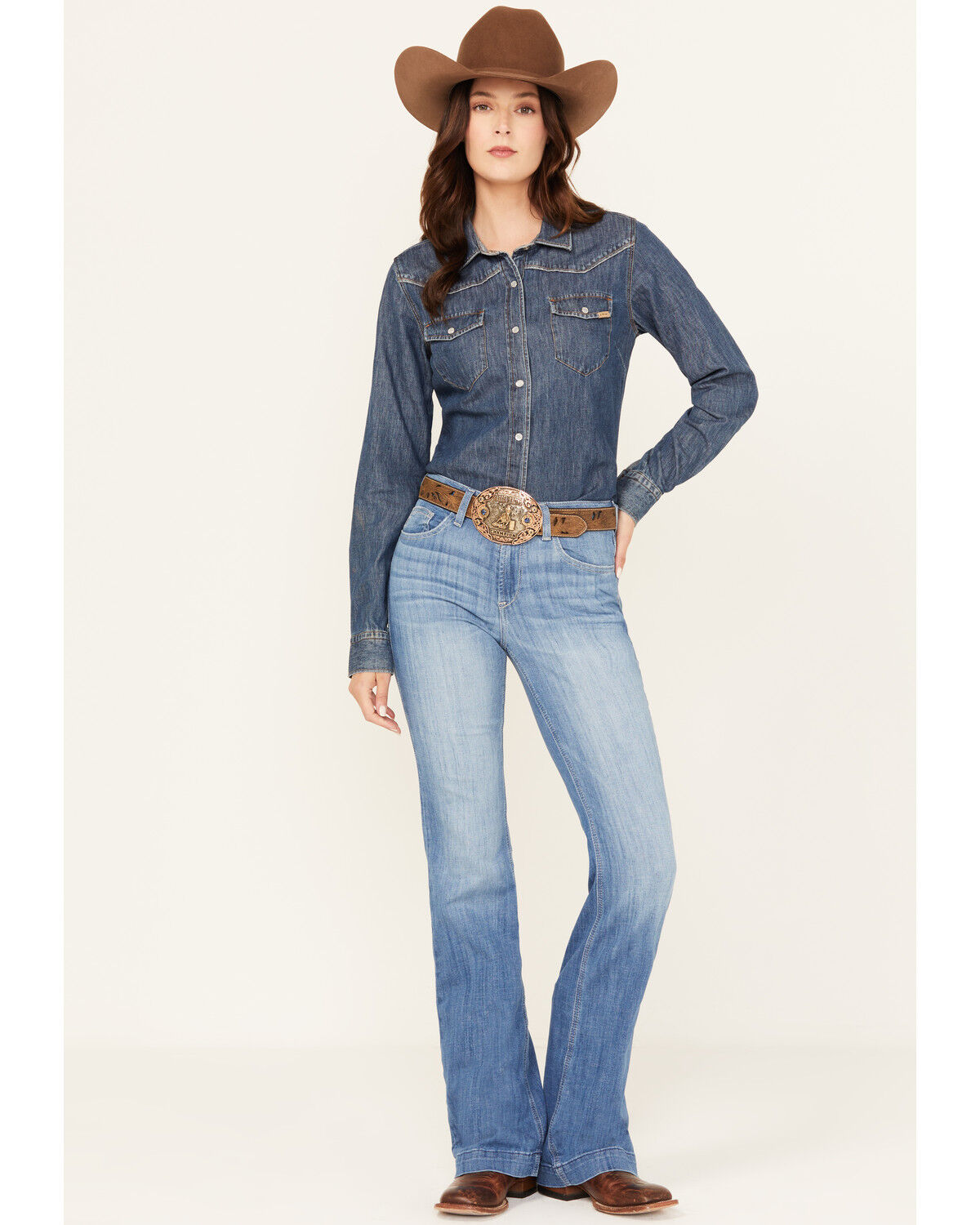 Image #3 - Ariat Women's Claire Medium Wash High Rise Slim Trouser Stretch Denim Jeans, Medium Wash, hi-res