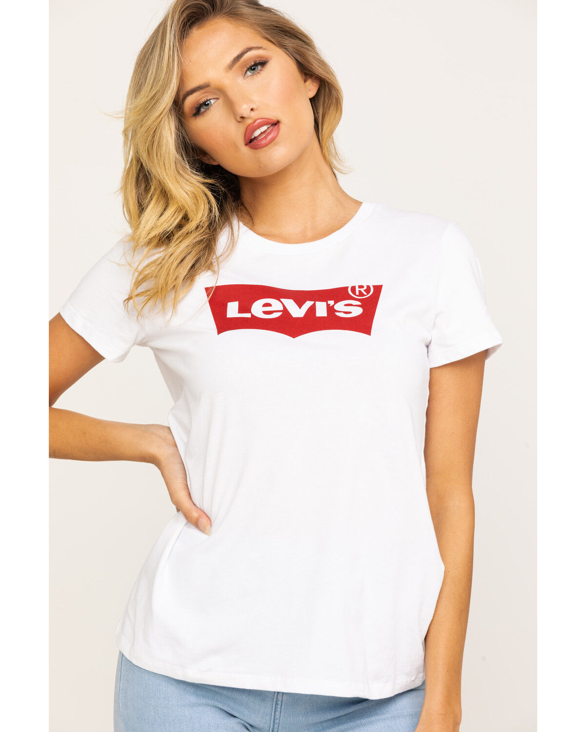 white levis tee