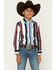 Image #1 - Wrangler Boys' Brushpopper Striped Long Sleeve Pearl Snap Western Shirt, Multi, hi-res