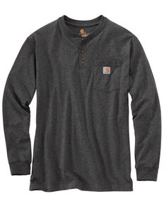 Carhartt Men's Solid Henley Long Sleeve Work Shirt - Big & Tall, Medium Grey, hi-res