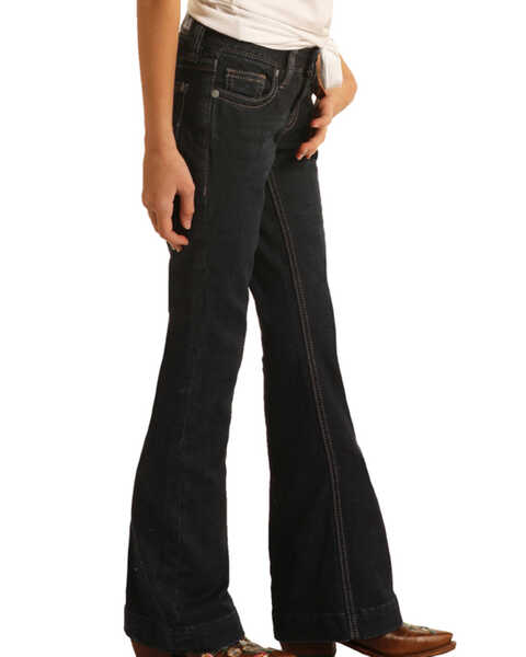 Image #3 - Rock & Roll Denim Girls' Basic Trouser Jeans, Blue, hi-res