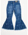Image #3 - Cowgirl Hardware Toddler Girls' Southwestern Striped Stretch Bell Bottom Jeans, Blue, hi-res