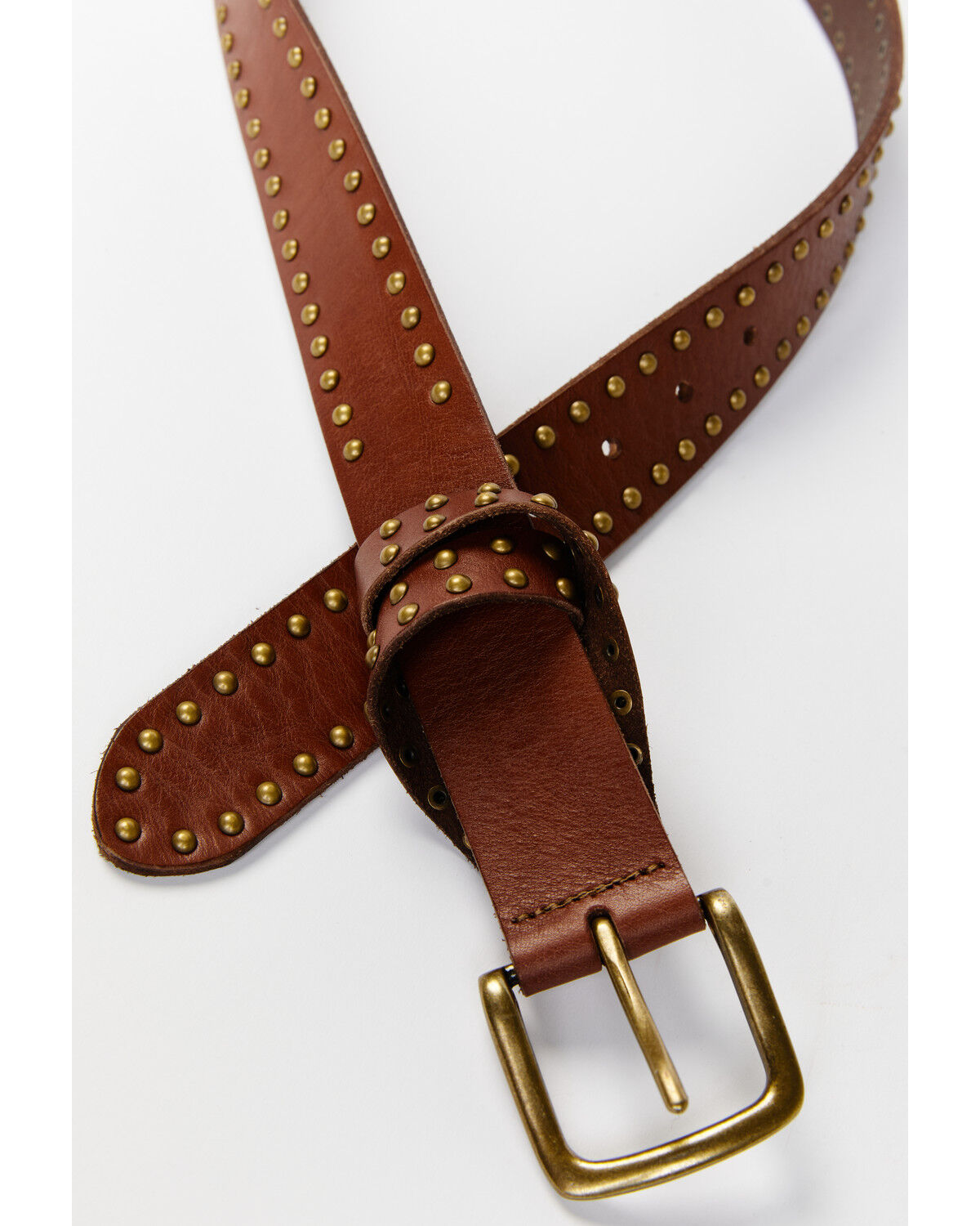 Image #2 - Cleo + Wolf Women's Studded Criss-Cross Keeper Vintage Belt, Medium Brown, hi-res