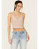 Image #1 - Cleo + Wolf Women's Aurora Embroidered Henley Rib Knit Tank, Bark, hi-res