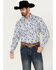 Image #1 - Rodeo Clothing Men's Floral Paisley Print Long Sleeve Pearl Snap Western Shirt, White, hi-res