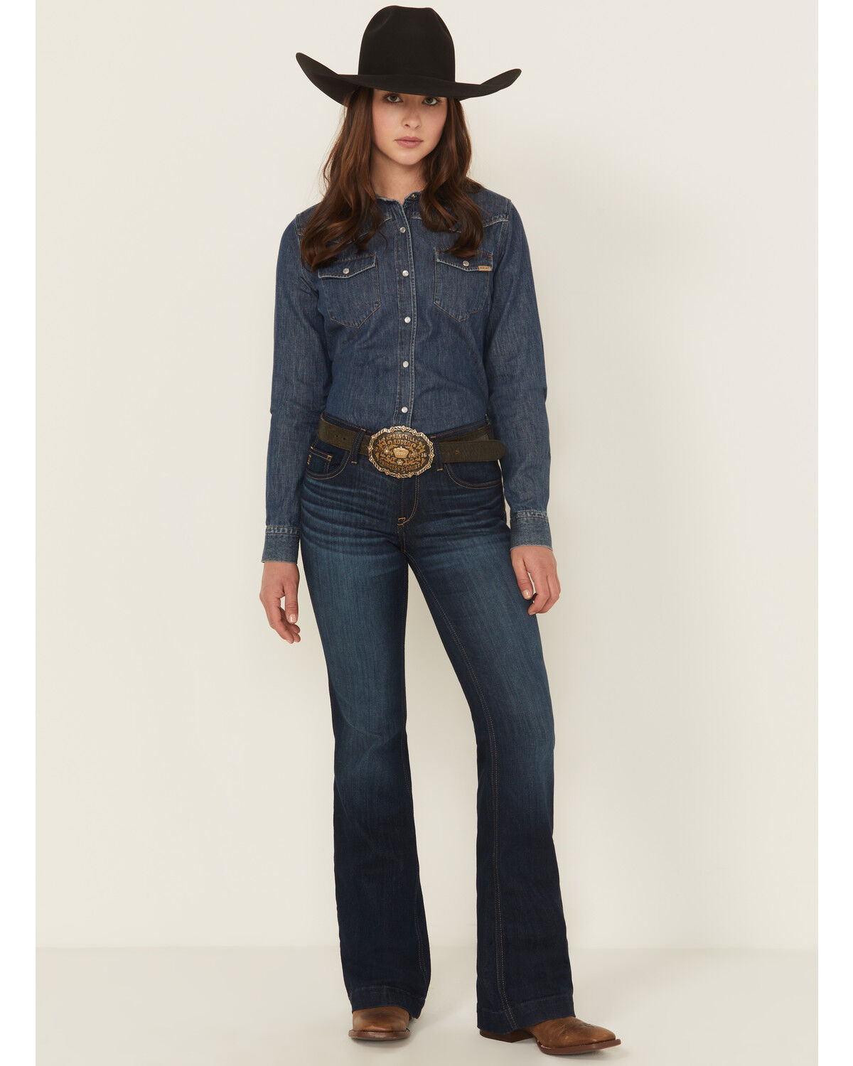 Image #3 - Ariat Women's Julianna Dark Wash Perfect Rise Trouser Stretch Denim Jeans, Dark Wash, hi-res