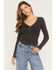 Image #1 - Wild Moss Women's Button-Down Long Sleeve Thermal Shirt, Black, hi-res