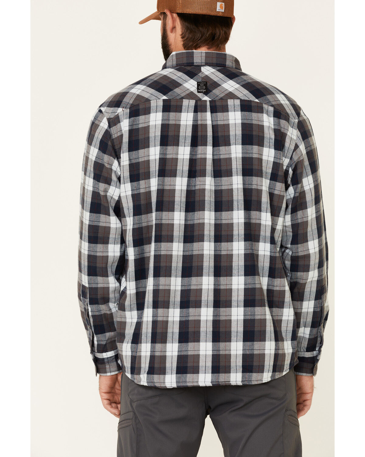 Image #4 - ATG by Wrangler Men's All Terrain Cabernet Plaid Long Sleeve Western Flannel Shirt, Red, hi-res