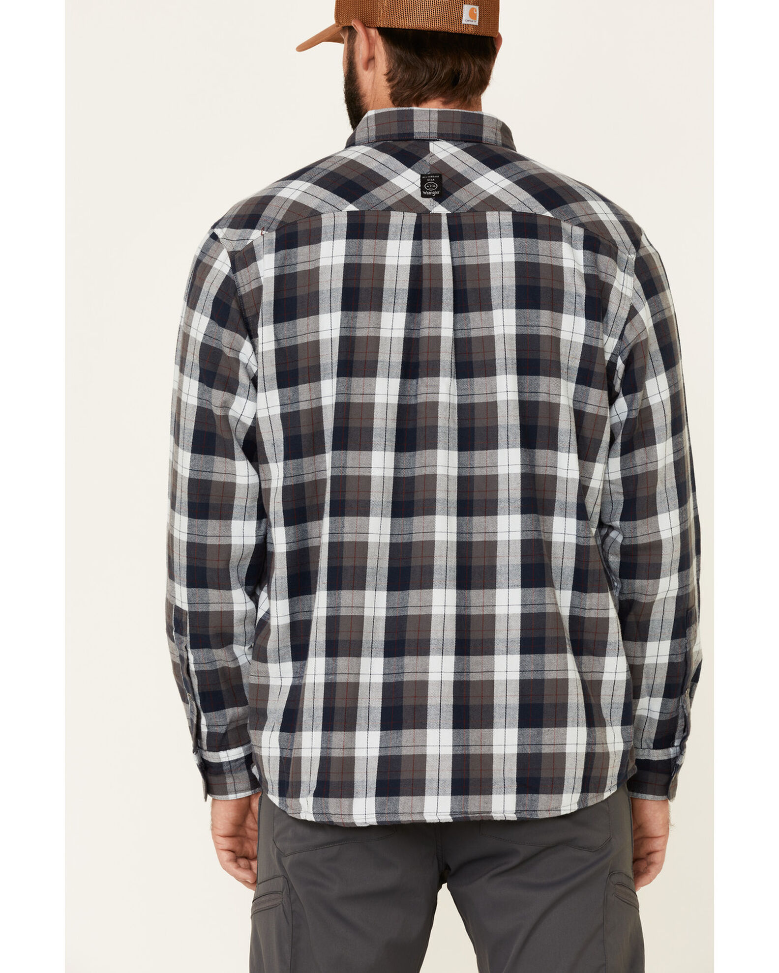 Image #4 - ATG by Wrangler Men's All Terrain Cabernet Plaid Long Sleeve Western Flannel Shirt, Red, hi-res