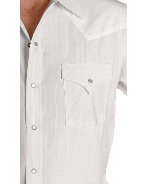 Image #2 - Ely Walker Men's Tonal Dobby Striped Short Sleeve Pearl Snap Western Shirt, White, hi-res